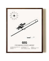 Columbiana County Airport aviation print in walnut frame