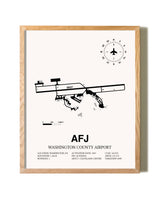 Washington County Airport framed print in natural wood frame