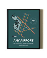 Green Any Airport aviation wall décor in black wood frame
