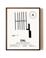 Hatch Army Heliport aviation print in walnut frame