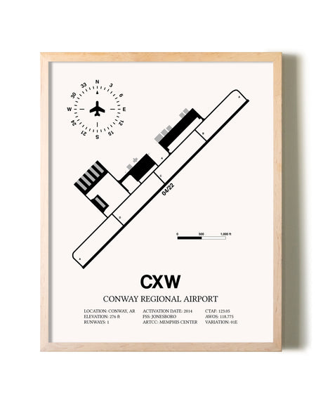 Conway Regional Airport framed wall art in white frame