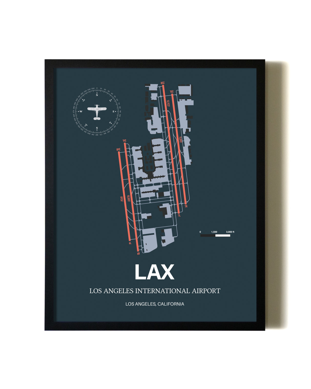 Slate Framed Los Angeles International Airport wall art poster in black frame