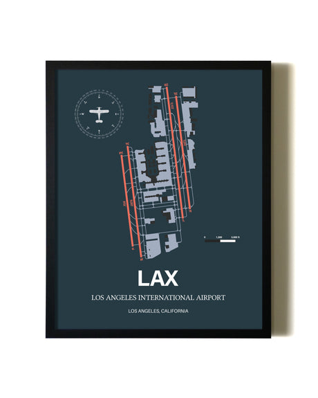 Slate Framed Los Angeles International Airport wall art poster in black frame