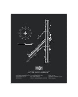 Gray Framed River Falls Airport layout wall art poster