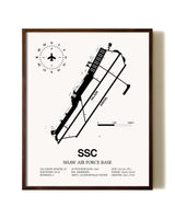 Shaw Air Force Base aviation print in walnut frame