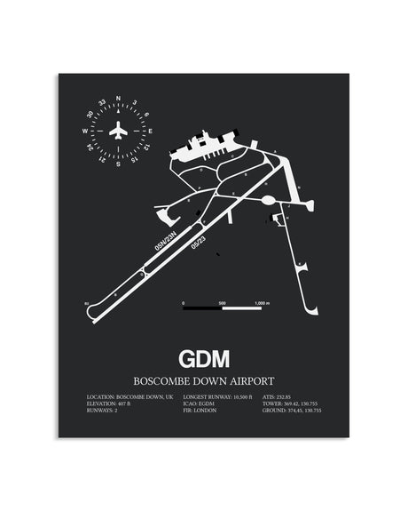 Gray Framed Boscombe Down Airport layout wall art poster
