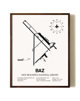 New Braunfels National Airport aviation print in walnut frame
