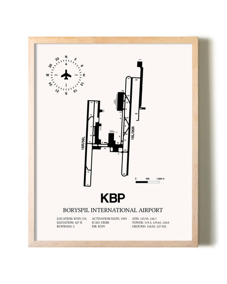 Boryspil International Airport framed wall art in white frame