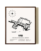 Vero Beach Regional Airport aviation print in walnut frame