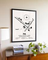 General Downing-Peoria International Airport aviation wall décor in black wood frame