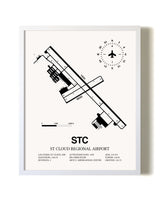 St. Cloud Regional Airport airport map poster in oak frame
