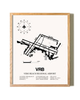 Vero Beach Regional Airport framed print in natural wood frame