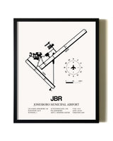 Framed Jonesboro Municipal Airport wall art poster in black frame