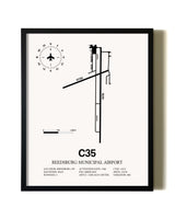Framed Reedsburg Municipal Airport wall art poster in black frame