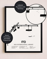 Framed Hilo International Airport layout wall art poster