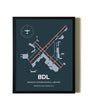 Framed Bradley International Airport wall art poster in black frame