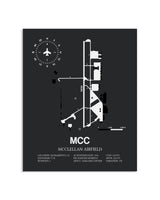 Gray Framed McClellan Airfield layout wall art poster