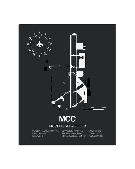 Gray Framed McClellan Airfield layout wall art poster