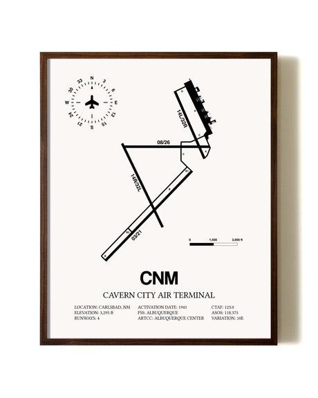 Cavern City Air Terminal aviation print in walnut frame