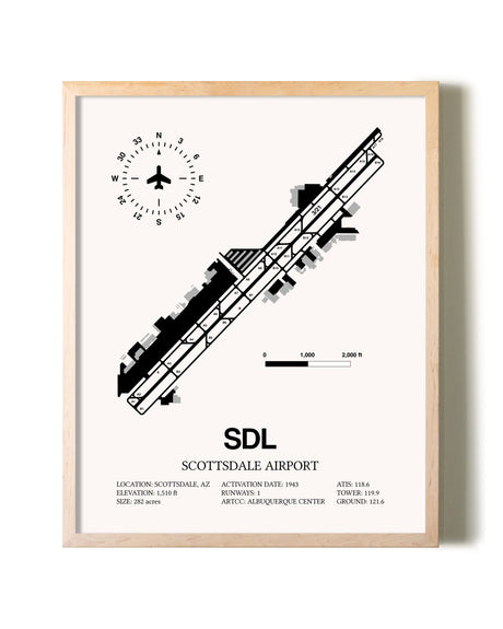 Scottsdale Airport framed wall art in white frame
