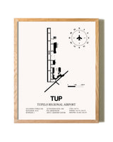 Tupelo Regional Airport framed print in natural wood frame