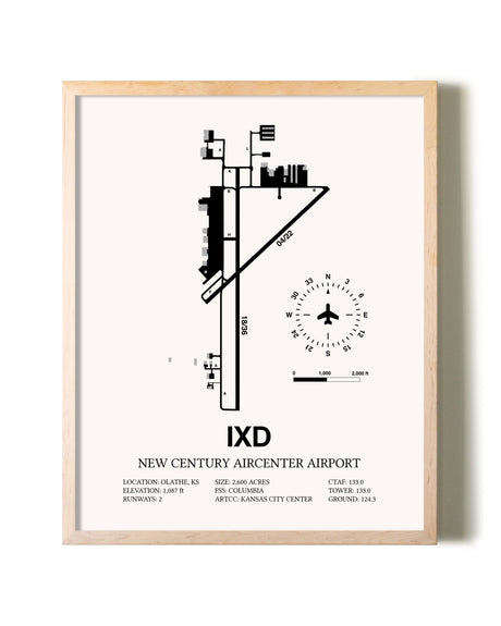 New Century Aircenter Airport framed wall art in white frame
