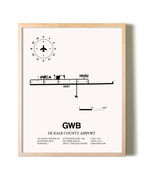 De Kalb County Airport framed wall art in white frame