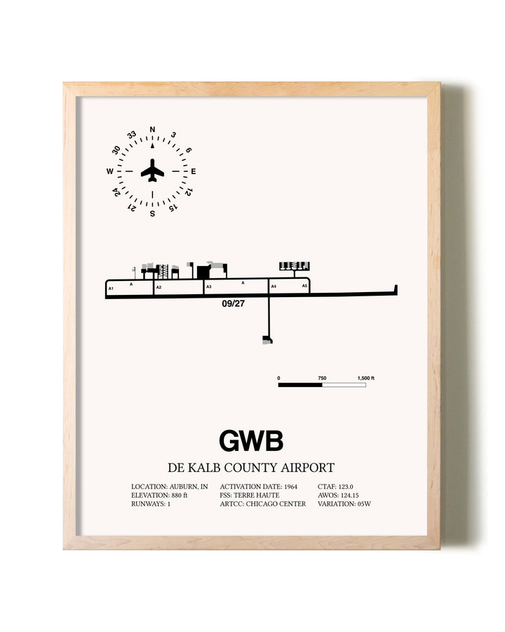 De Kalb County Airport framed wall art in white frame