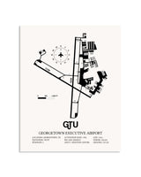 Gray Georgetown Executive Airport At Johnny Gantt Field framed poster displayed in an airplane hangar