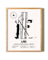 Laredo International Airport framed print in natural wood frame