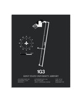 Gray Framed Kent State University Airport layout wall art poster