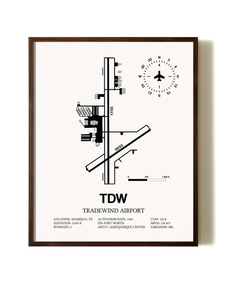 Tradewind Airport aviation print in walnut frame