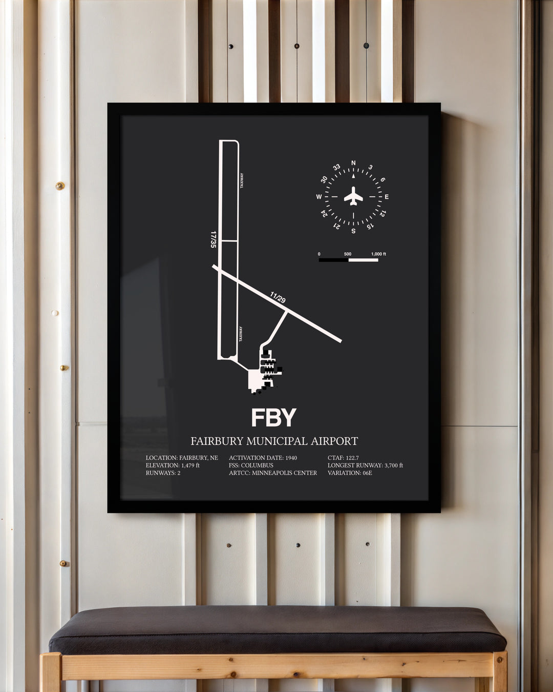 Frame color options for Fairbury Municipal Airport Wall Art