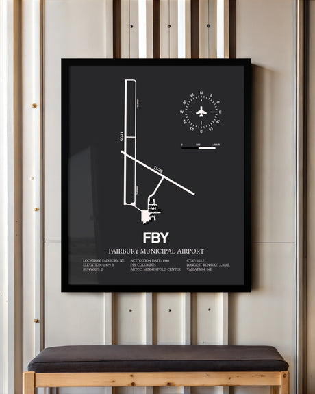 Frame color options for Fairbury Municipal Airport Wall Art