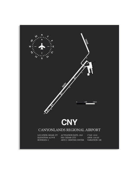 Gray Framed Canyonlands Regional Airport layout wall art poster