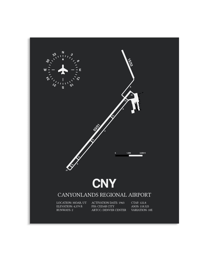 Gray Framed Canyonlands Regional Airport layout wall art poster