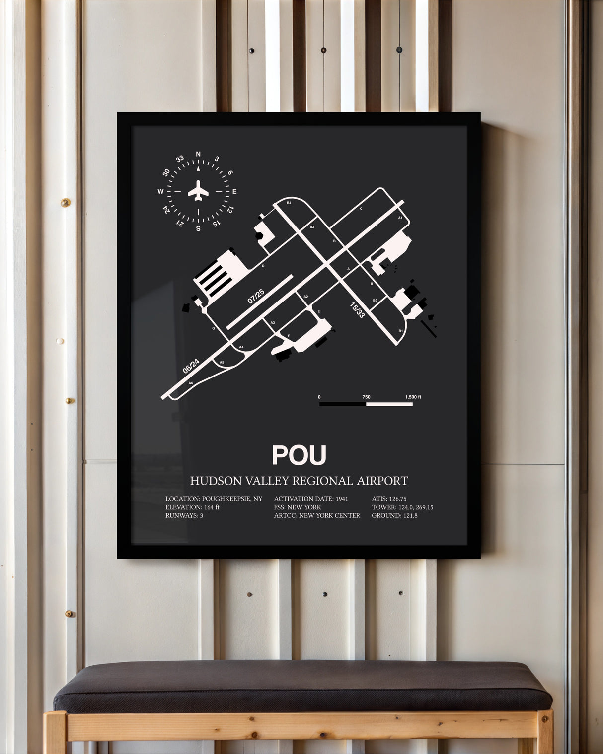 Frame color options for Hudson Valley Regional Airport Wall Art