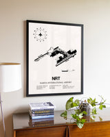 Narita International Airport aviation wall décor in black wood frame