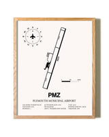 Plymouth Municipal Airport framed print in natural wood frame
