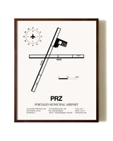 Portales Municipal Airport aviation print in walnut frame