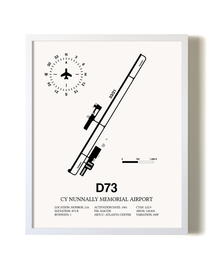 Cy Nunnally Memorial Airport airport map poster in oak frame