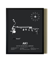Unframed Butte Municipal Airport map print poster