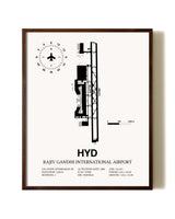 Rajiv Gandhi International Airport aviation print in walnut frame