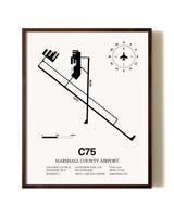 Marshall County Airport aviation print in walnut frame