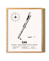 Winona - Montgomery County Airport framed print in natural wood frame