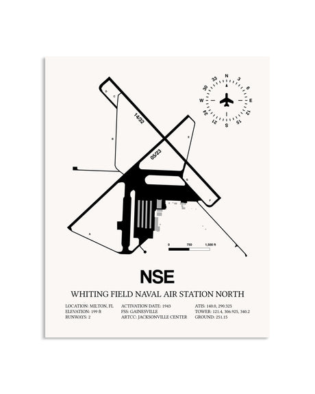 Gray Whiting Field Naval Air Station North framed poster displayed in an airplane hangar