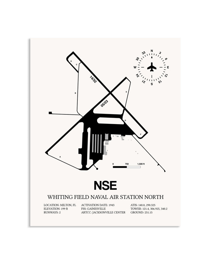 Gray Whiting Field Naval Air Station North framed poster displayed in an airplane hangar