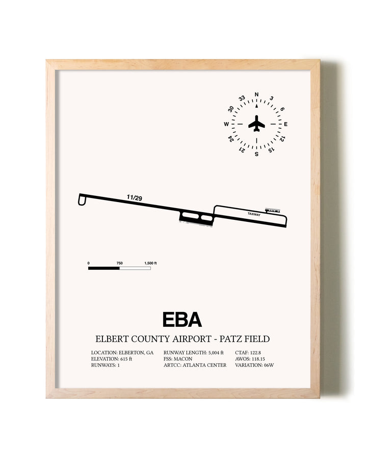 Elbert County Airport-Patz Field framed wall art in white frame