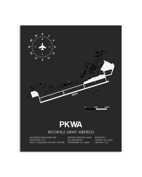 Gray Framed Bucholz Army Airfield layout wall art poster