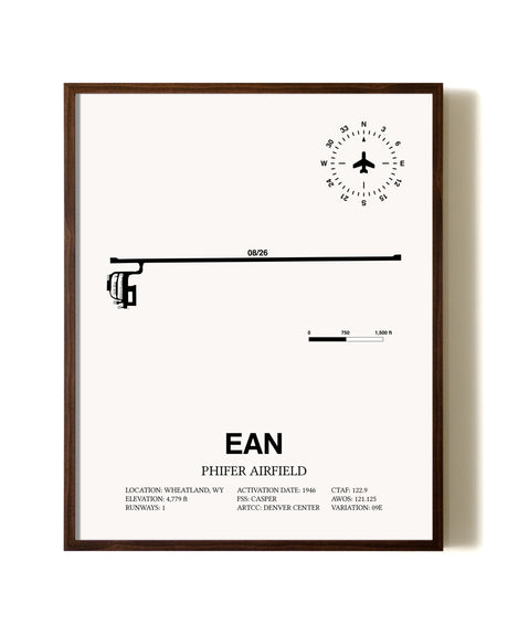 Phifer Airfield aviation print in walnut frame